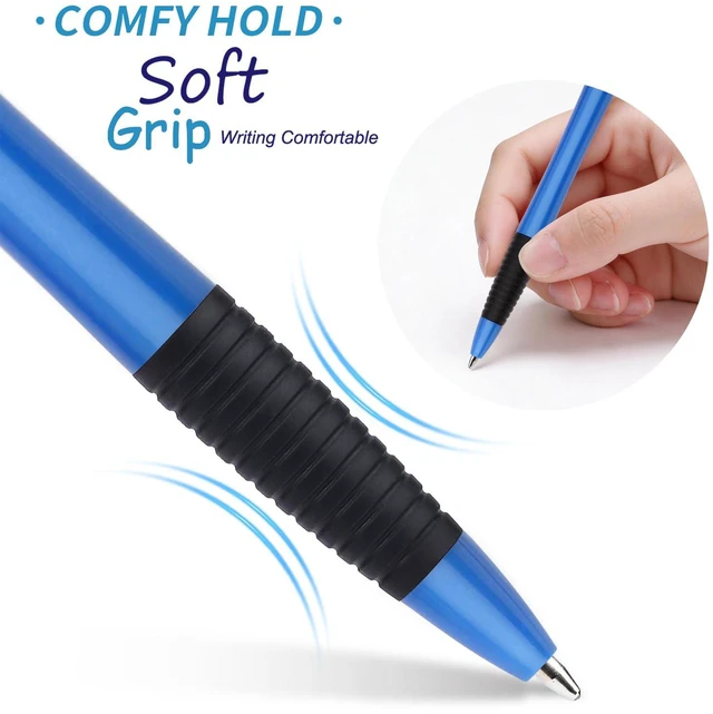 Alt view image 3 of 7 - Pens Bulk, 60 Pack Gripped Slimster Ballpoint Pens Black Ink 1.0mm Smooth Writing No Bleed No Skip, Click Pens with Comfort Grip for Teachers, Students, Servers, School & Office Use