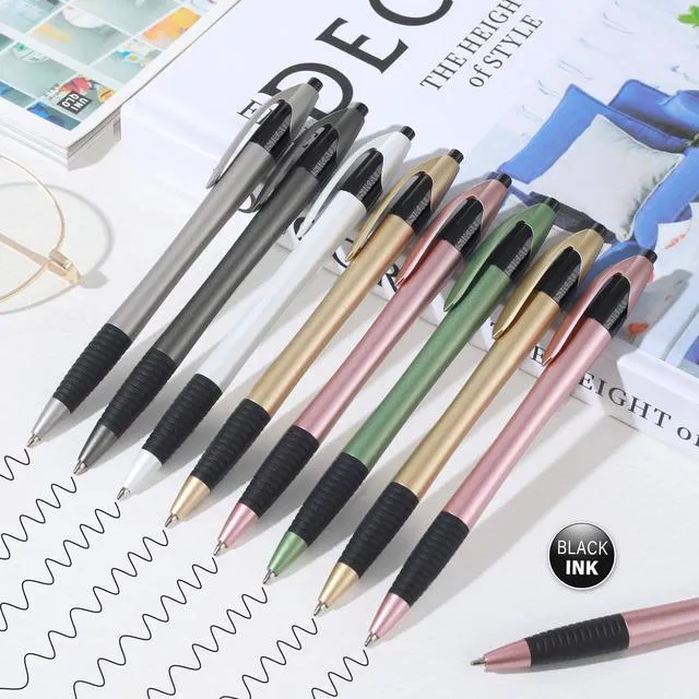 Alt view image 2 of 7 - Pens Bulk, 60 Pack Gripped Slimster Ballpoint Pens -Luxe Metallic Black Ink 1.0mm No Bleed No Skip Smooth Writing, Aesthetic Office Pens for Teacher Student, Front Desk & Corporate Gifting