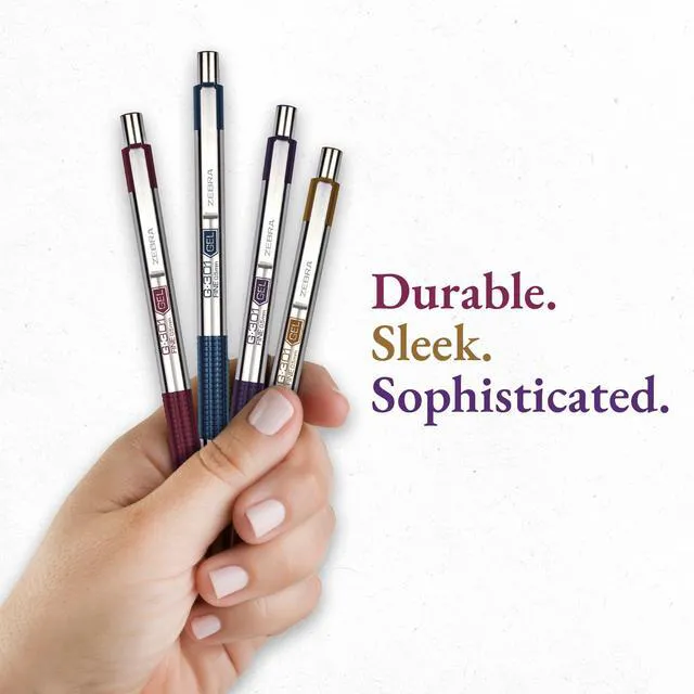 Alt view image 2 of 7 - STEEL G-301 Retractable Gel Pen, Assorted Vintage Ink, 0.5mm, 4Pk Stainless Steel Barrel, Textured Grip, Easy-Glide Smooth, Skipless Ink, Fine Point Tip, Professional Design (47304)