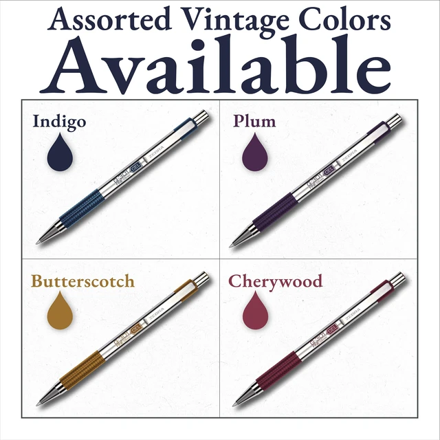 Alt view image 5 of 7 - STEEL G-301 Retractable Gel Pen, Assorted Vintage Ink, 0.5mm, 4Pk Stainless Steel Barrel, Textured Grip, Easy-Glide Smooth, Skipless Ink, Fine Point Tip, Professional Design (47304)