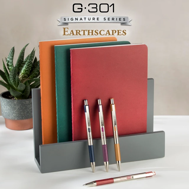 Alt view image 6 of 7 - STEEL G-301 Retractable Gel Pen, Assorted Vintage Ink, 0.5mm, 4Pk Stainless Steel Barrel, Textured Grip, Easy-Glide Smooth, Skipless Ink, Fine Point Tip, Professional Design (47304)