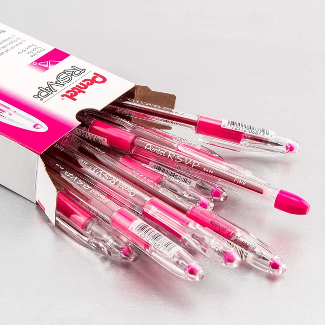 Alt view image 4 of 7 - RSVP Ballpoint Pen, (0.7mm) Fine Line, Pink Ink, Box of 12 (BK90-P)