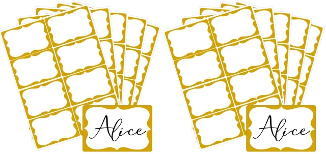 Main image of Gold Name Tags,2"x 3" Name Tag Stickers with Gold Border 200 Pcs Adhesive Name Tags Sticker Name Badges Labels for School, Office, Home, Party, Conferences, New Year (Pack of 2)