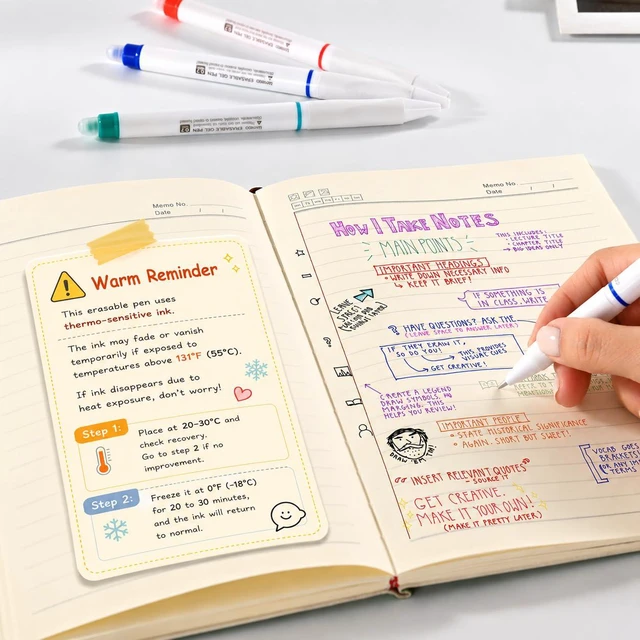 Alt view image 4 of 7 - Erasable Gel Pens, 12 Counts Retractable 0.7mm Fine Point Erasable Pens Clicker + 12 Counts Refills, Assorted Color Inks, Make Mistakes Disappear for Writing Planner Drawing and Crossword Puzzles
