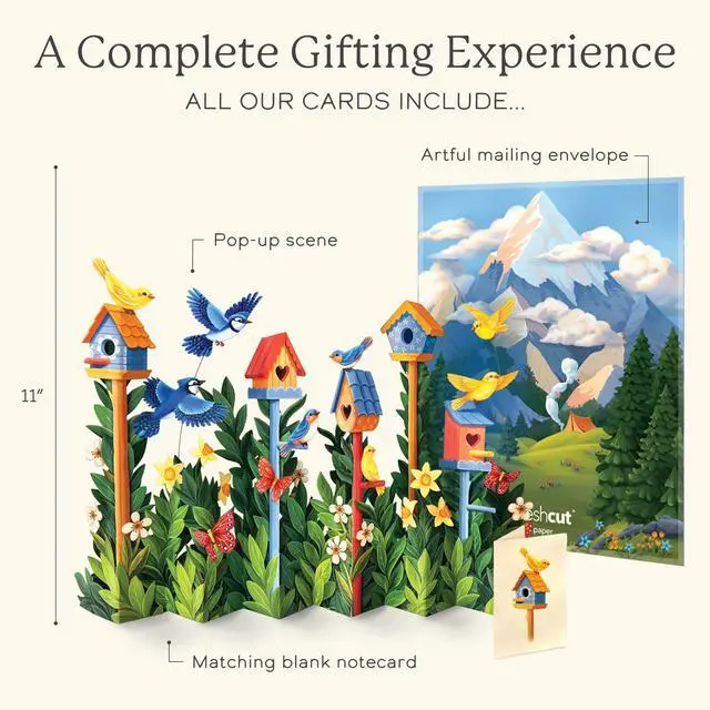 Alt view image 4 of 7 - Birdhouse Garden 11" Life-Sized Pop Up Card Includes Greeting Card and Envelope Note Card for Birthday, Spring & More, Gifts for Mom & Her