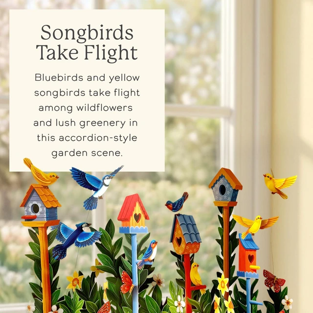 Alt view image 3 of 7 - Birdhouse Garden 11" Life-Sized Pop Up Card Includes Greeting Card and Envelope Note Card for Birthday, Spring & More, Gifts for Mom & Her