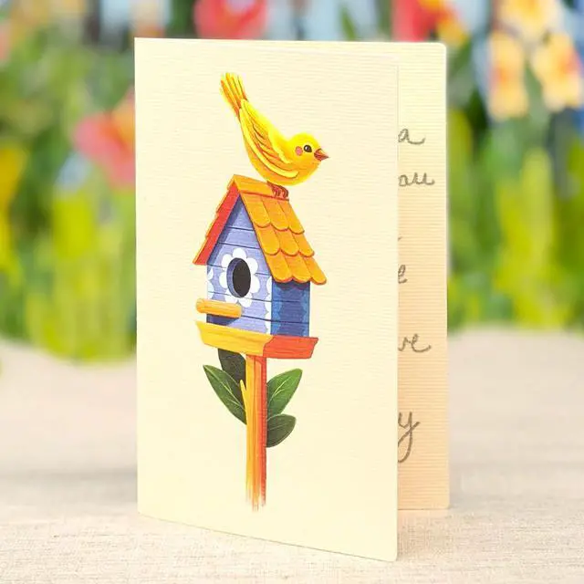 Alt view image 6 of 7 - Birdhouse Garden 11" Life-Sized Pop Up Card Includes Greeting Card and Envelope Note Card for Birthday, Spring & More, Gifts for Mom & Her