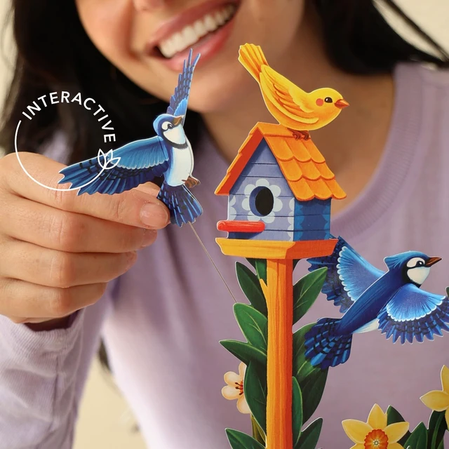 Alt view image 2 of 7 - Birdhouse Garden 11" Life-Sized Pop Up Card Includes Greeting Card and Envelope Note Card for Birthday, Spring & More, Gifts for Mom & Her