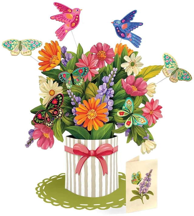 Main image of Enchanted Garden 16" Life-Sized 3D Pop Up Card Includes Greeting Card, Envelope & Stickers Note Card for Birthday & More, Gifts for Mom & Her, Kids