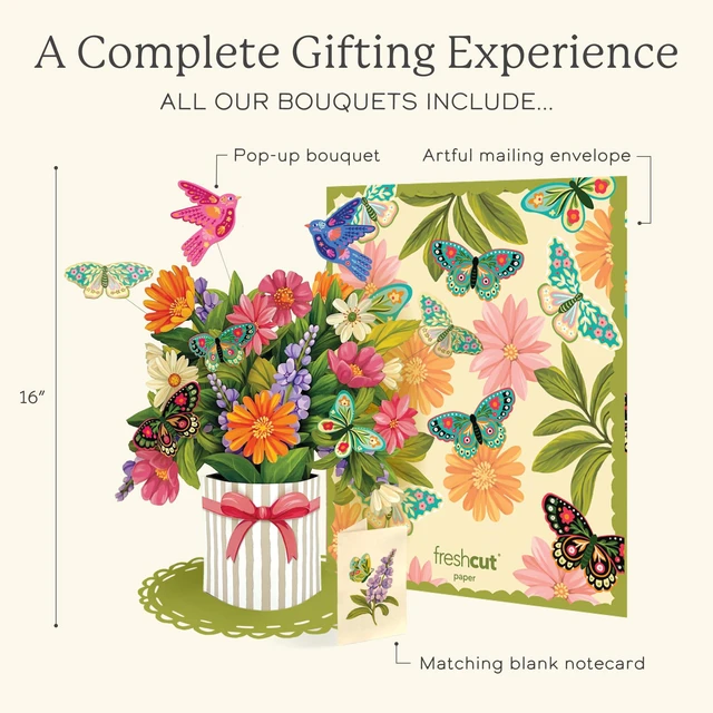 Alt view image 4 of 7 - Enchanted Garden 16" Life-Sized 3D Pop Up Card Includes Greeting Card, Envelope & Stickers Note Card for Birthday & More, Gifts for Mom & Her, Kids