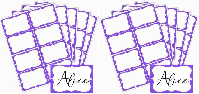 Main image of Purple Name Tags,2"x 3" Name Tag Stickers with Purple Border 200 Pcs Adhesive Name Tags Sticker Name Badges Labels for School, Office, Home, Party, Conferences (Pack of 2)