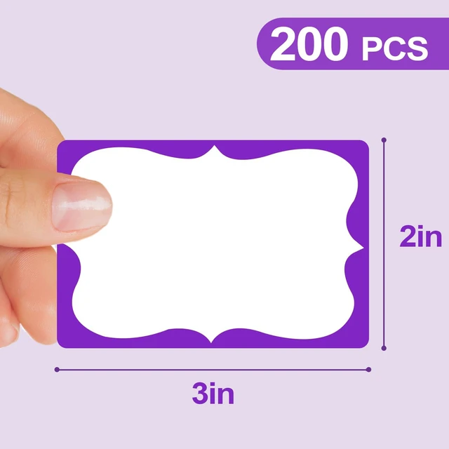 Alt view image 2 of 7 - Purple Name Tags,2"x 3" Name Tag Stickers with Purple Border 200 Pcs Adhesive Name Tags Sticker Name Badges Labels for School, Office, Home, Party, Conferences (Pack of 2)