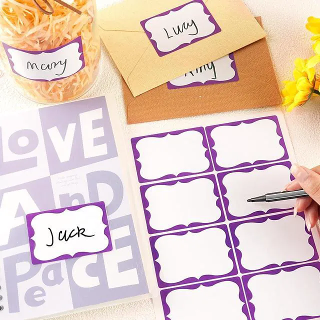 Alt view image 3 of 7 - Purple Name Tags,2"x 3" Name Tag Stickers with Purple Border 200 Pcs Adhesive Name Tags Sticker Name Badges Labels for School, Office, Home, Party, Conferences (Pack of 2)