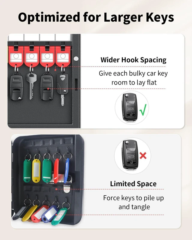 Alt view image 4 of 7 - 16 Keys Key Lock Box, Wall Mount Key Box, Car Key Organizer with Writable Key Racks and Tags, Security Key Cabinet, Car Key Holder Storage Box for Office, Hotel & Company