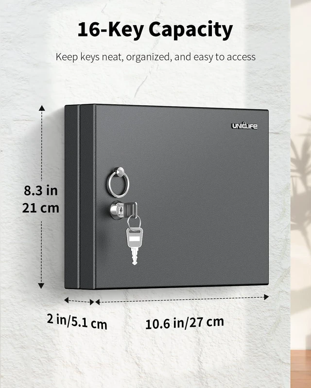 Alt view image 2 of 7 - 16 Keys Key Lock Box, Wall Mount Key Box, Car Key Organizer with Writable Key Racks and Tags, Security Key Cabinet, Car Key Holder Storage Box for Office, Hotel & Company