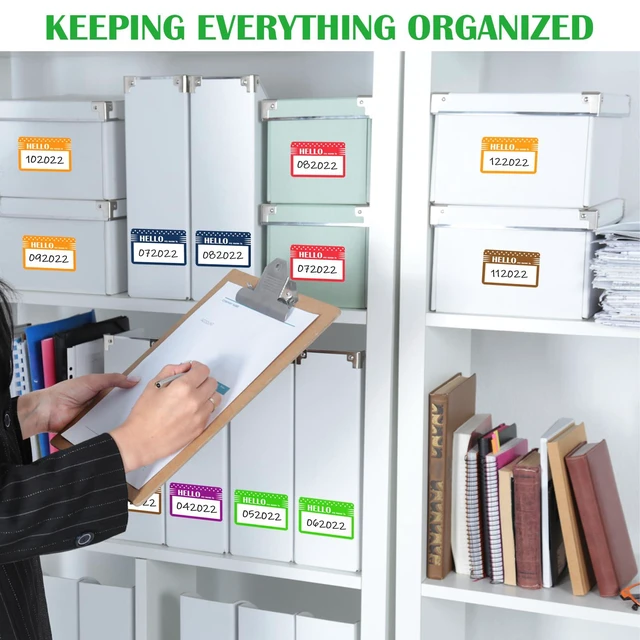 Alt view image 5 of 7 - L LIKED 600 Assorted Name Tags for School Office Home, 6 Colors, No Residue "Hello My Name is" Design, 2 Rolls, 300 Pcs/Roll, Self-Adhesive, Easy to Write,Wide Applications for Parties, Camps and More