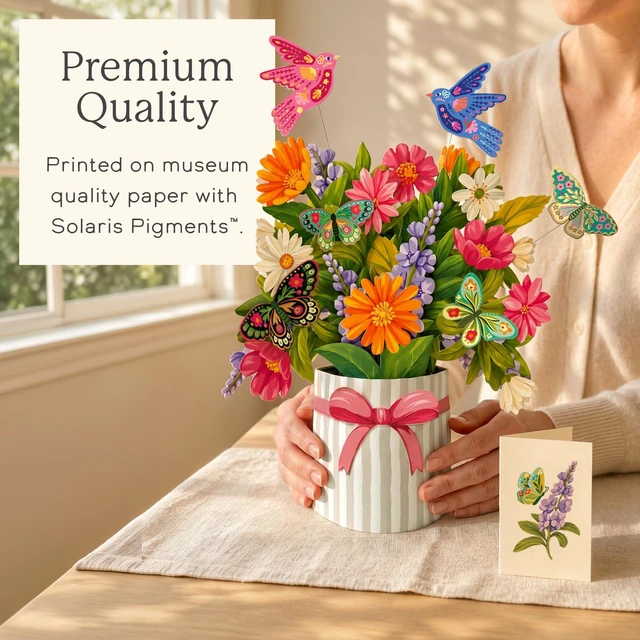 Alt view image 5 of 7 - Enchanted Garden 16" Life-Sized 3D Pop Up Card Includes Greeting Card, Envelope & Stickers Note Card for Birthday & More, Gifts for Mom & Her, Kids