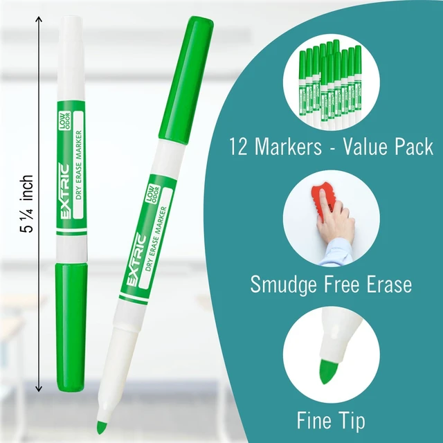 Alt view image 2 of 6 - Green Dry Erase Markers Fine Tip 36 PK Whiteboard Markers Use: School, Classrooms, Offices, Color: Vivid Green Ink, Tip Style: Fine Tip, Feature: Low-Odor and Non-Toxic