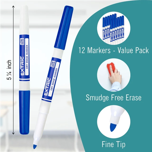 Alt view image 2 of 6 - Blue Dry Erase Markers Fine Tip 36 PK Whiteboard Markers Use: School, Classrooms, Offices, Color: Vivid Blue Ink, Tip Style: Fine Tip, Feature: Low-Odor and Non-Toxic