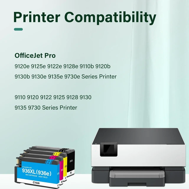 Alt view image 2 of 7 - 936 936XL 9125e Ink Cartridges Combo Pack for HP Printers 9120e 9730e 936e Replacement for HP936 XL Ink Cartridges for HP OfficeJet Pro 9125e 9120 9730e 9130 9135e 9122e 9128e 9110b Printer