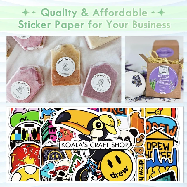 Alt view image 7 of 7 - Vinyl Sticker Paper for Inkjet Printer Matte 100 Sheets, Vivid Colors Waterproof, Removable, Work with Cutting Machine, White, 8.5x11 Inch, for Crafts, Custom Stickers