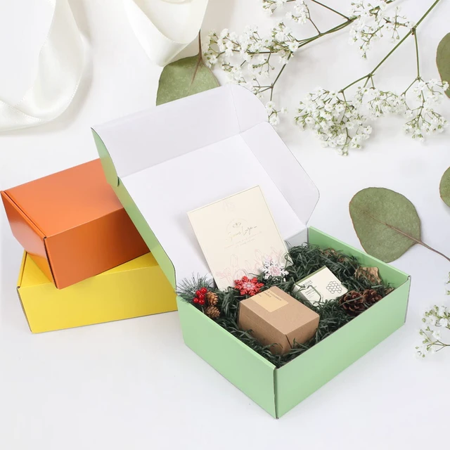 Alt view image 2 of 6 - 18 Pack 12x9x4 in Cardboard Shipping Boxes, 6 Colors Gift Box Bright Color, Tuck Top, Quick Fold, Easy Assemble, Shape Well, Single Corrugated, Shirt, Shoe, Small Business Packaging