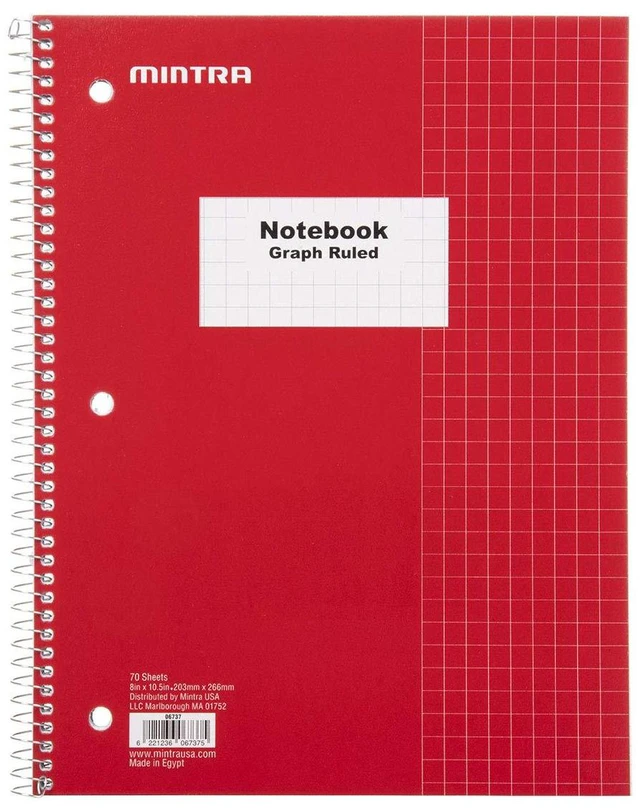 Alt view image 5 of 7 - Spiral Notebooks, Wirebound, Journals for School, Work, Business, Aesthetic Stationery, Writing Pads, Teacher & Student Supplies (4, Solid Color, Graph)