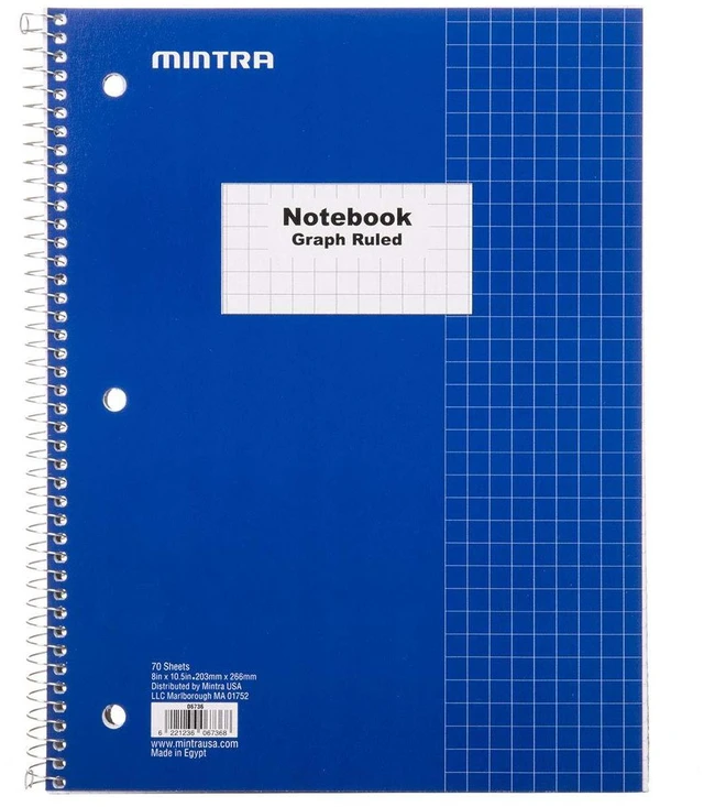 Alt view image 2 of 7 - Spiral Notebooks, Wirebound, Journals for School, Work, Business, Aesthetic Stationery, Writing Pads, Teacher & Student Supplies (4, Solid Color, Graph)