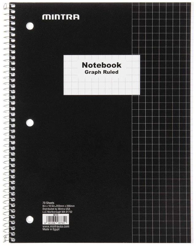 Alt view image 4 of 7 - Spiral Notebooks, Wirebound, Journals for School, Work, Business, Aesthetic Stationery, Writing Pads, Teacher & Student Supplies (4, Solid Color, Graph)