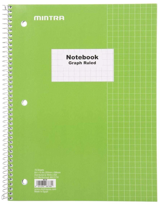 Alt view image 6 of 7 - Spiral Notebooks, Wirebound, Journals for School, Work, Business, Aesthetic Stationery, Writing Pads, Teacher & Student Supplies (4, Solid Color, Graph)