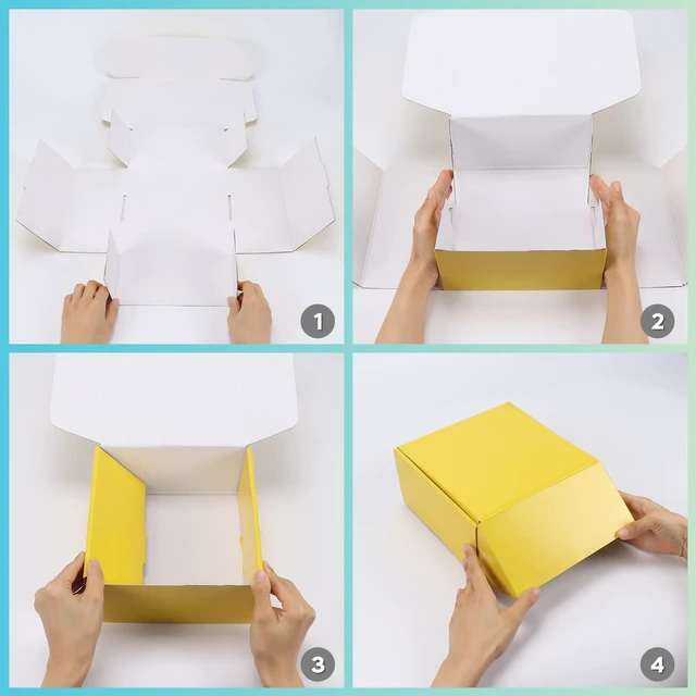 Alt view image 6 of 6 - 18 Pack 12x9x4 in Cardboard Shipping Boxes, 6 Colors Gift Box Bright Color, Tuck Top, Quick Fold, Easy Assemble, Shape Well, Single Corrugated, Shirt, Shoe, Small Business Packaging