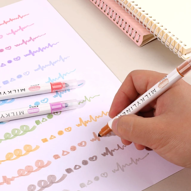 Alt view image 4 of 6 - 24 Pcs Pastel Highlighters,Dual Tip No Bleed Assorted Colors Dual Tip (4mm Chisel & 1mm Fine), Quick-Dry No Bleed Ink for Bibles, 24 Aesthetic Retro Colors, Ergonomic Design