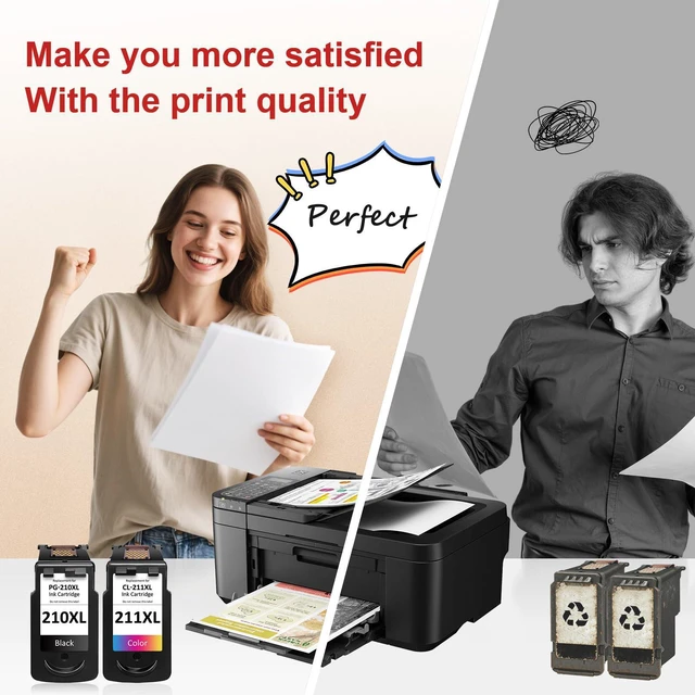 Alt view image 7 of 7 - 210 211XL Compatible for Canon 210 XL and 211 XL Ink Cartridges Combo Pack 850 Pages High Yield PG-210 CL-211 Upgraded Chip Compatible for Canon PIXMA MX410 MX320 MX340 MP480 MP490 MP270 IP2700 IP2702