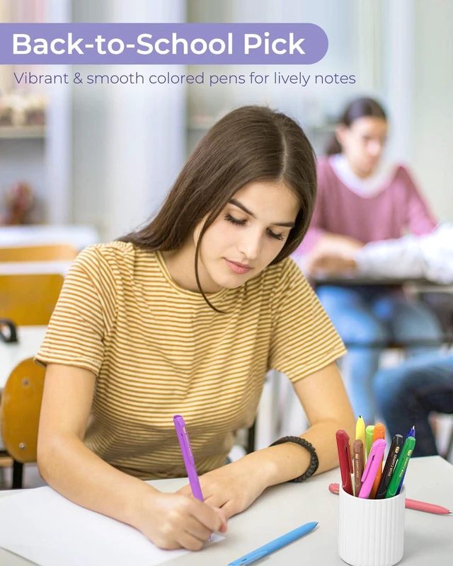 Alt view image 3 of 7 - Quick Dry Ink Colorful Pens Set, 24 Colors 0.7mm Fine Point Colored Pens for Note Taking & Drawing, Colored Gel Pens with Comfort Grip for Office & School Supplies