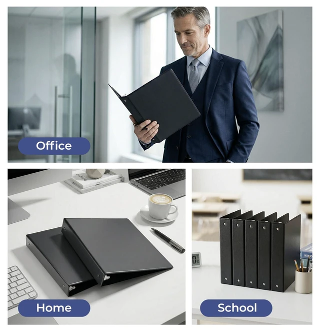 Alt view image 6 of 7 - 1-1/2'' 2-Inch 3-Ring Binder with Pockets, Premium View Binders with Three Ring Binders Holds up to 200/325/450 Sheets US Letter Size, Bulk Pack of 6 (1.5-inch Black)