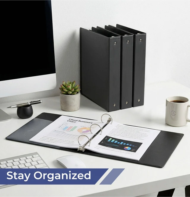 Alt view image 7 of 7 - 1-1/2'' 2-Inch 3-Ring Binder with Pockets, Premium View Binders with Three Ring Binders Holds up to 200/325/450 Sheets US Letter Size, Bulk Pack of 6 (1.5-inch Black)