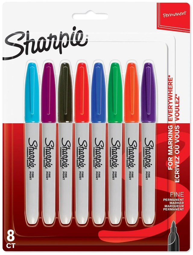 Main image of Fine Tip Permanent Marker - Assorted Colours (Pack of 8)
