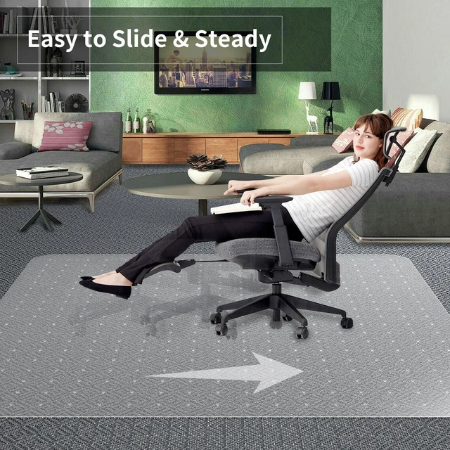 Alt view image 3 of 7 - Office Chair Mat for Carpeted Floor, 63"x51" Clear Desk Mat for Carpet Large Protector Floor Mat On Low Pile Carpets, Easy Glide Rolling Plastic Floor Mat, Computer Chair Mat for Home Office