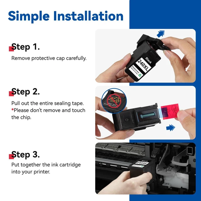 Alt view image 5 of 6 - PG-240XL CL-241XL Ink Cartridge Compatible for Canon 240XL 241XL combo pack for Cannon MG3620 MG3600 TS5120 TS5100 MG3520 MG2120 MG2220 MG3220 MX472 Printer Ink Cartridge High Yield(1 Black 1 Color)