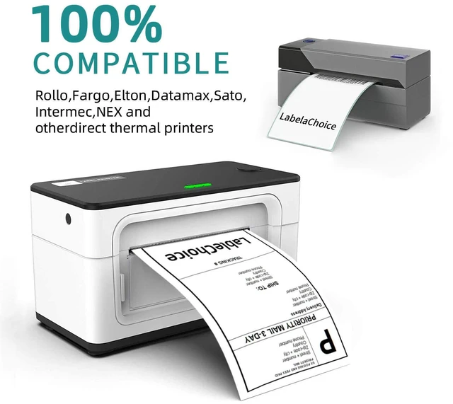 Alt view image 3 of 6 - 2000 Labels 4 x 6 3-Proof Commercial Grade Fanfold Direct Thermal Labels Compatible with Zebra, Rollo, Munbyn, 4 Stacks White Perforated Permanent Strong Adhesive Mailing Shipping Labels