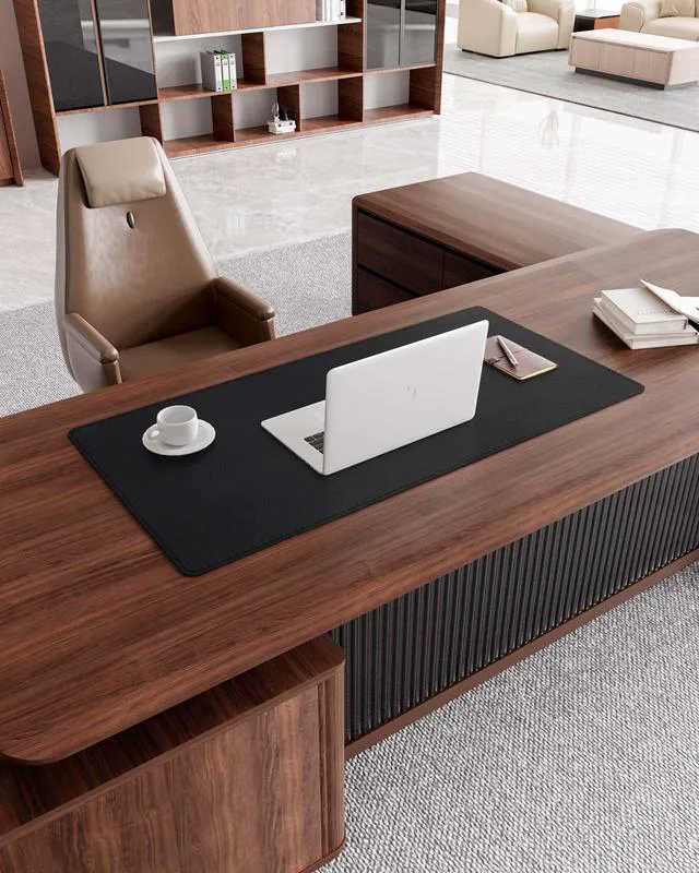 Alt view image 2 of 7 - Genuine Leather Desk Mat, 31.5"x15.8" Leather Desk Mat, Office Desk Pad, Thick Desk Pad with Stitched Line, Non-Slip Laptop Writing Pad with Rubber Base(Black, 31.5"x15.8")