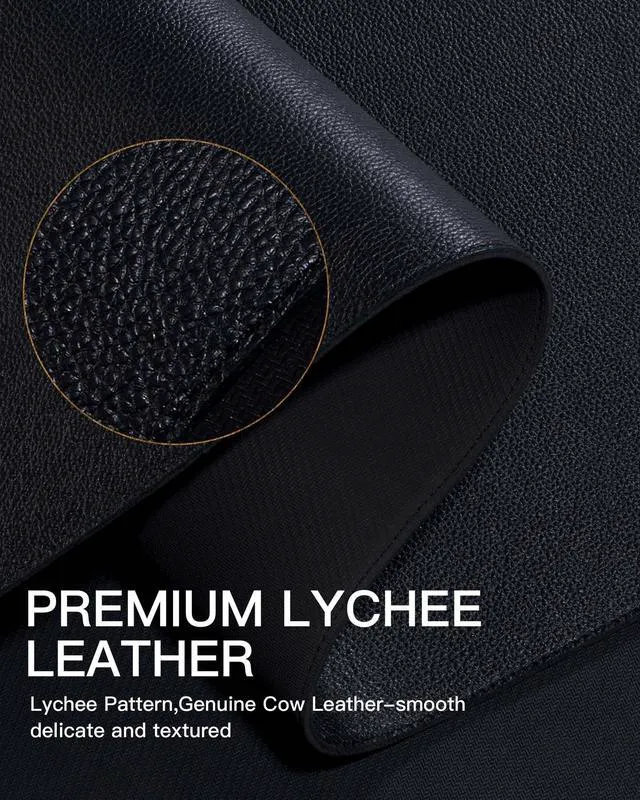 Alt view image 4 of 7 - Genuine Leather Desk Mat, 31.5"x15.8" Leather Desk Mat, Office Desk Pad, Thick Desk Pad with Stitched Line, Non-Slip Laptop Writing Pad with Rubber Base(Black, 31.5"x15.8")