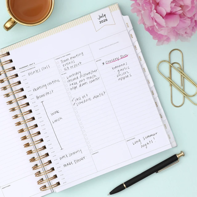 Alt view image 2 of 7 - 2026-2027 Daily & Monthly Academic Planner, 8"x10", Black Stripe July 2026 - June 2027, Flexible Cover, Laminated Tabs, Storage Pocket, Stickers, Academic Year, Day Designer