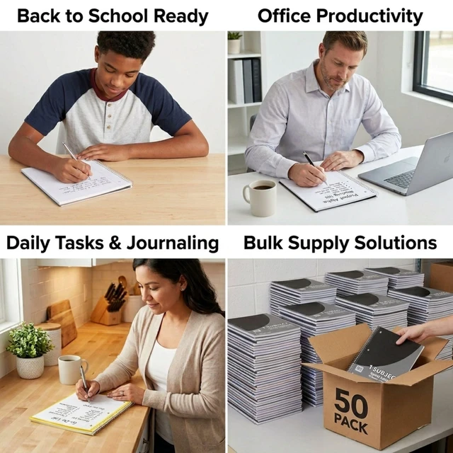 Alt view image 3 of 7 - Bulk Notebooks (50 Pack), One Subject Notebooks College Ruled, 140 Pages (70 Sheets),Spiral Bulk Notebooks for Kids, School Supplies, Journaling, Note Taking, Students, and Work