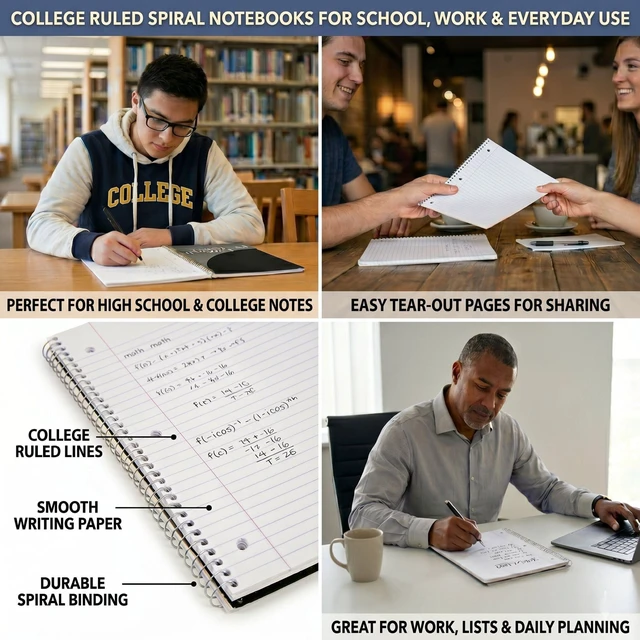 Alt view image 2 of 7 - Bulk Notebooks (50 Pack), One Subject Notebooks College Ruled, 140 Pages (70 Sheets),Spiral Bulk Notebooks for Kids, School Supplies, Journaling, Note Taking, Students, and Work