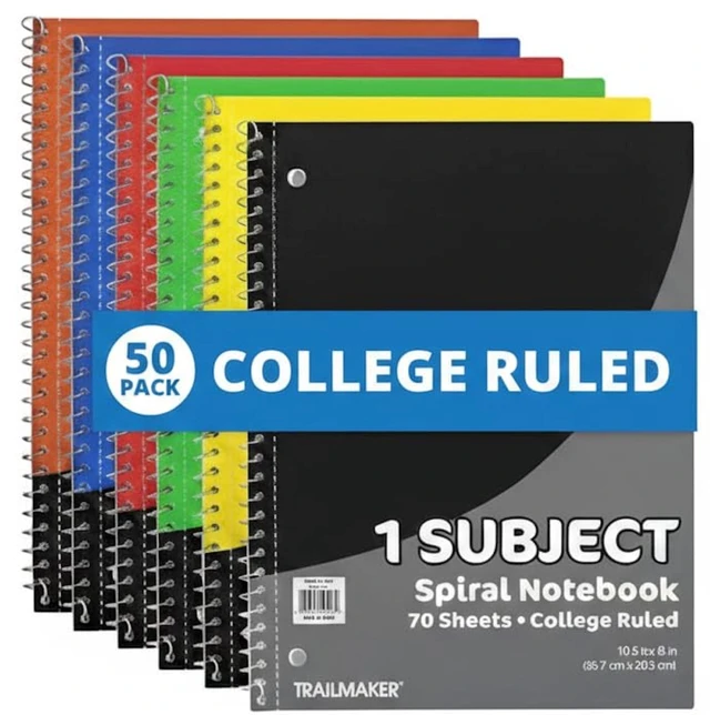 Alt view image 4 of 7 - Bulk Notebooks (50 Pack), One Subject Notebooks College Ruled, 140 Pages (70 Sheets),Spiral Bulk Notebooks for Kids, School Supplies, Journaling, Note Taking, Students, and Work