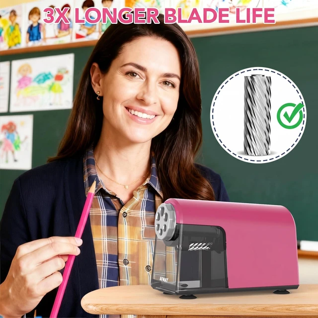 Alt view image 4 of 7 - Electric Pencil Sharpener Heavy Duty, 6 Holes, Cordless & Rechargeable, Fast Sharpen, Auto Stop, 10K+ Uses, Classroom Pencil Sharpener for 6-11mm No.2/Large/Colored Pencils PSD2