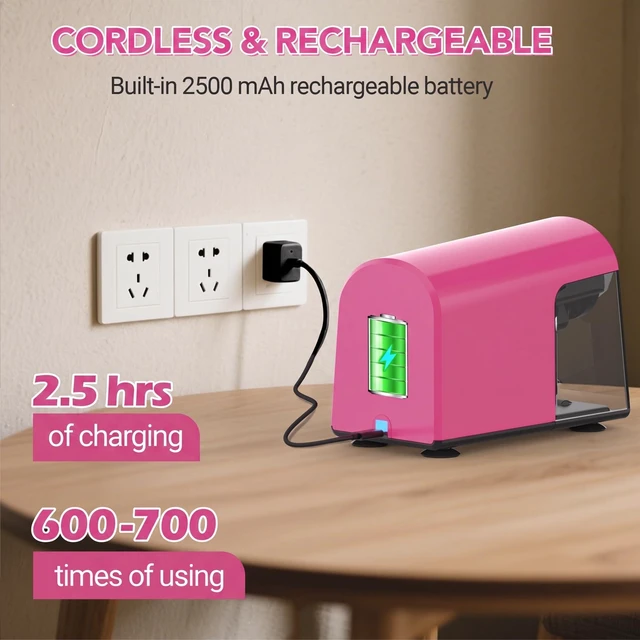Alt view image 6 of 7 - Electric Pencil Sharpener Heavy Duty, 6 Holes, Cordless & Rechargeable, Fast Sharpen, Auto Stop, 10K+ Uses, Classroom Pencil Sharpener for 6-11mm No.2/Large/Colored Pencils PSD2