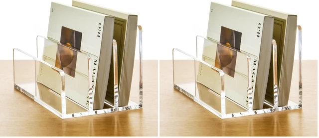 Main image of 3 Compartments Clear Acrylic Mail Holder Vertical Letter Sorter & Multifunction Desk Organizer for Bills, Documents, Notebooks Modern Office/Home Envelope File Rack (Pack of 2)