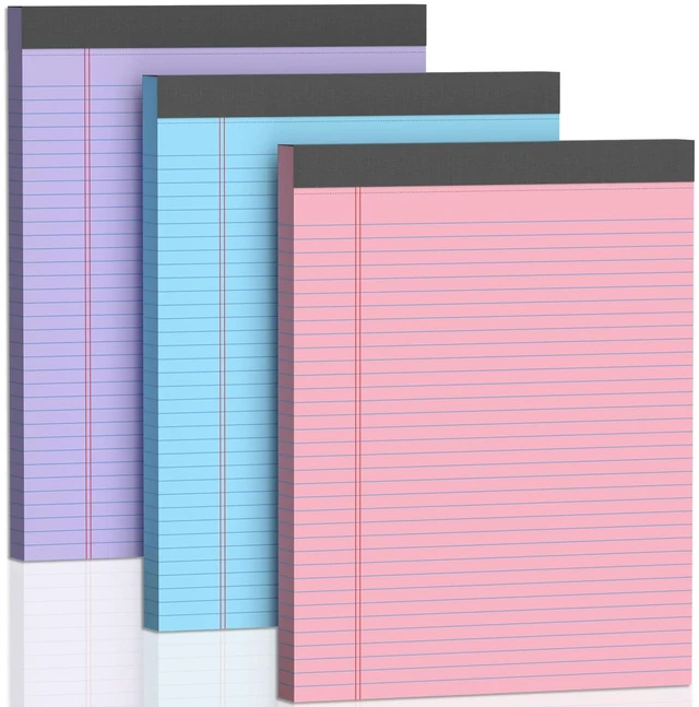 Main image of Legal Pads 8.5 X11, Narrow Ruled Notepads, 3 Pack, 50 Sheet/Pad Colorful Legal Pads, Tear Off Notepad, Perforated Writing Pad, Notebook Paper College Ruled, Notepads For Office Home School